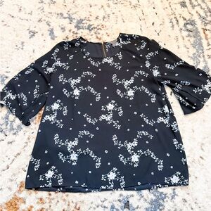 MIX Black and White Floral Blouse woman 1X